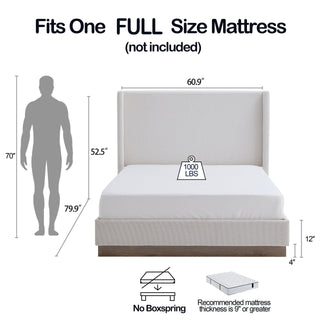 Hosford - Minimalist Upholstered Wingback Bed With Wood Base Platform