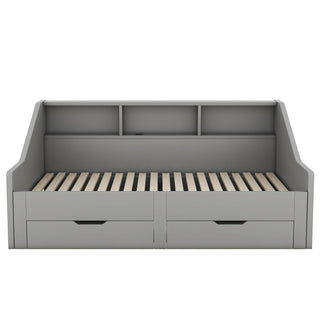 Daybed Frame With Storage Bookcases, 2 Drawers, Charging Station