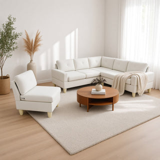 Modular L - Shaped Sectional Sofa 6 Seater 4 Piece Couch With Chaise