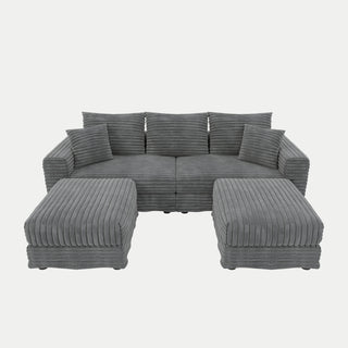 Convertible Deep Seat Sofa With Soft Pillows And Ottomans