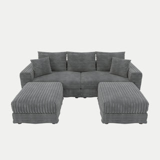 Deep Seat Convertible Sofa With Soft Pillows And Ottomans