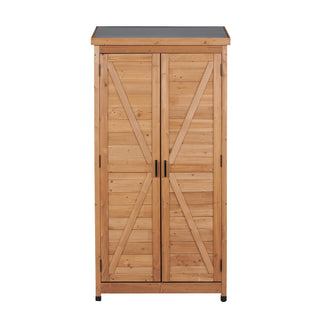 Outdoor Storage Shed With Vertical Tool Cabinet For Backyard