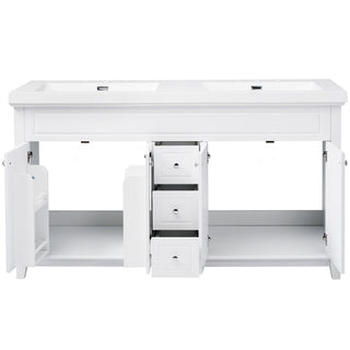 Bathroom Vanity With Double Sinks, 3 Drawers & 4 Doors - White