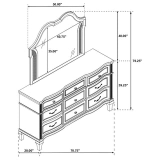 Colwood - 9 Drawer Dresser With Mirror - Silver