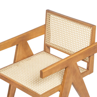 Chandigarh Arm Dining Chair With Natural Cane Design (Set of 2)
