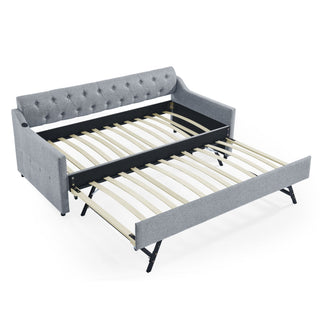 Size Upholstered Daybed With Trundle And USB Charging Armrest
