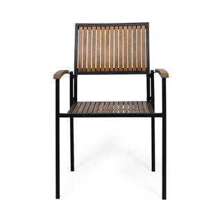 Vermilion - Outdoor Dining Chair With Vertical Slat And Wooden Arm