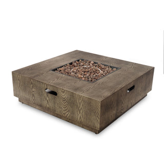 Wellington Square Iron Fire Pit With Wood Pattern Design And 50, 000 Btu Output