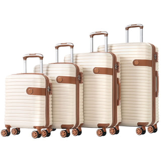 4 Piece Luggage Suitcase Set, Hard Shell Lightweight Expandable Travel Luggage With 4 Packing Cubes