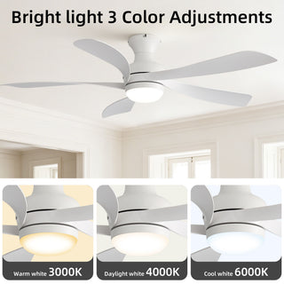 52" Ceiling Fan With 3 Color Dimmable LED Light, DC Reversible Motor, 6 Speed Settings