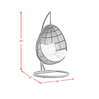 Playa - Swing Egg Chair With Base And Pillar - Dark Gray / Beige