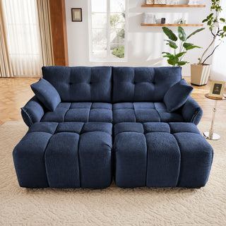 Sofa Set With Ottoman And Pillows, Textured, High Resilience Cushions