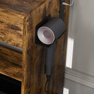 Vanity Table With Mirror, Adjustable LED Lights, Power Outlet, Hairdryer Holder & Stool