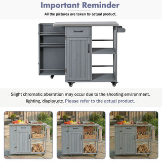 Outdoor Kitchen Island Prep Station With Lockable Wheels, Ample Storage, Towel & Spice Racks