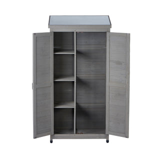 Outdoor Storage Shed With Vertical Tool Cabinet For Backyard