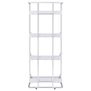 4 Shelf Open Back Bookcase With Accents - White