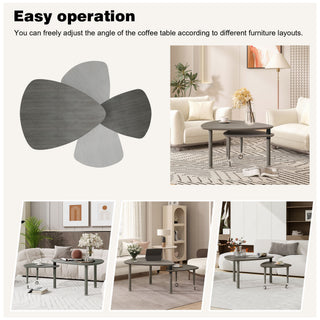 360 Degree Rotatable Coffee Table With Solid Legs