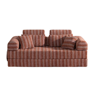 Convertible Sleeper Sofa Bed With High Density Compressed Sponge For Living Room - Red Striped