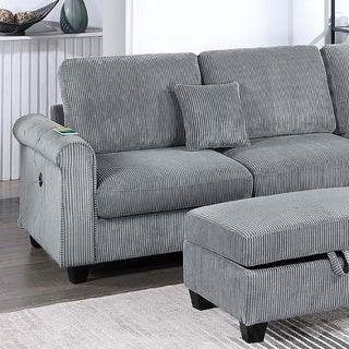 Contemporary Sectional Set With Right Arm Chaise, Left Arm Sofa With USB Port, Storage Ottoman