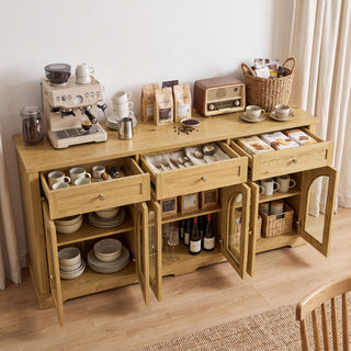 Sideboard Cabinet With 3 Drawers And 6 Arched Glass Doors