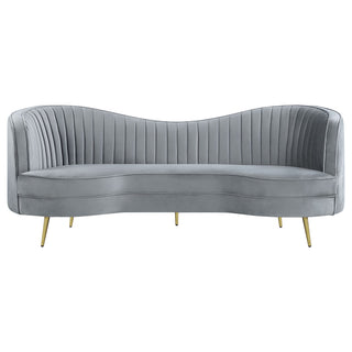 Reigha - Upholstered Sofa Lounge Furniture With Channel Tufted Backrest - Gray