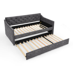 Daybed With Pop Up Trundle And USB Charging Armrest