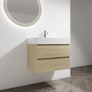 Wall Mounted Bathroom Vanity And Sink, 2 Soft Close Drawers