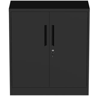Heavy Duty Storage Cabinet With Lock, 2 Door File Cabinet With 2 Adjustable Shelves - Black