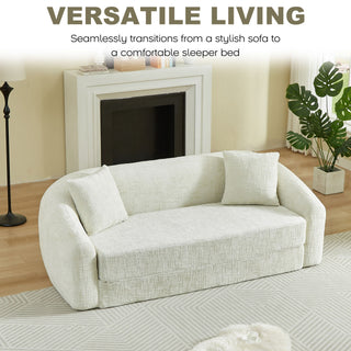 Curved Convertible Sofa, 2 In 1 Fold Out Bed With Pull Out Base And Deep Seat