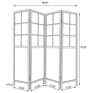 Gabby - 4 Panel Divider Folding Shoji Screen With Windowpane Details - Natural