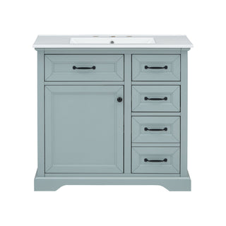 36" Bathroom Vanity With Sink, 2 Tip Out Drawers, Soft Close Hinges