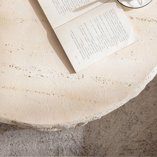 Round Coffee Table & Smooth Texture For Living Room - Light Beige