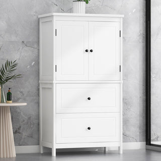 Bathroom Storage Cabinet With 2 Doors And Drawers, Adjustable Shelf