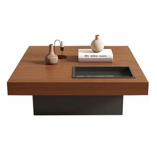 Square Floating Coffee Table For Living Room - Dark Walnut