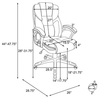 Swivel Office Chair With Armrests, Adjustable Height - Brown
