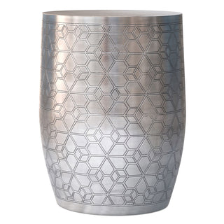 Johnsen - Geometric Pattern Accent Table - Antique Silver