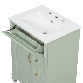 Freestanding Bathroom Vanity With Sink, 3 Drawers & Flip-Out Drawer