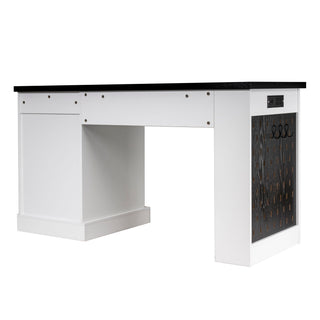 Modern Fluted Office Desk With Storage Cabinet