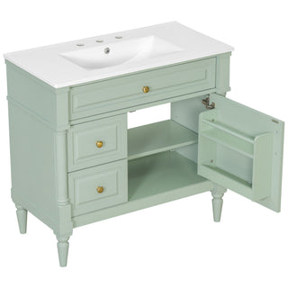 Freestanding Bathroom Vanity With Sink, Adjustable Shelf, Flip Drawer