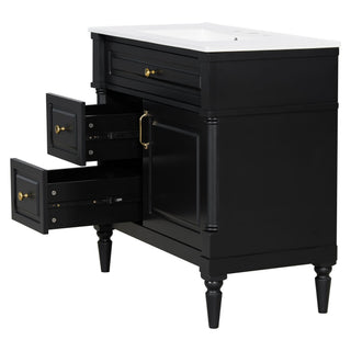 Freestanding Bathroom Vanity With Sink, Adjustable Shelf, Flip Drawer