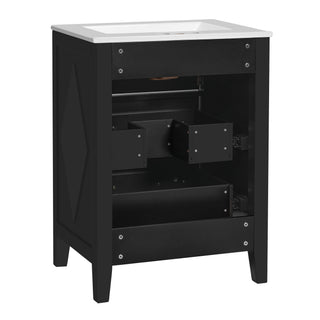 Bathroom Vanity With Sink, Free Standing Single Set, 3 Drawer Storage Cabinet