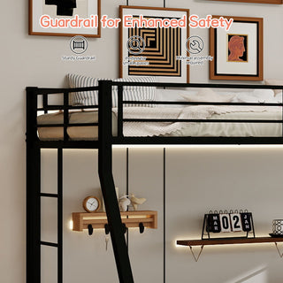 Bunk Bed For Kids, Convertible Frame With Ladders & Guardrail
