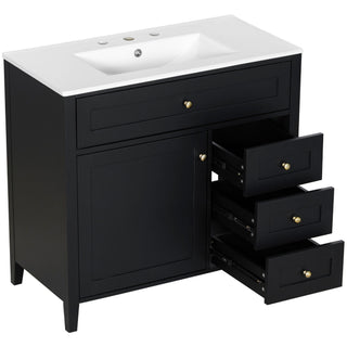 Bathroom Vanity With Sink, Cabinet With 3 Drawers And Adjustable Shelf