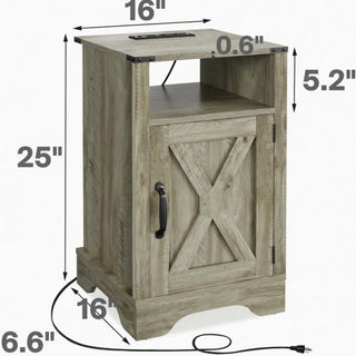 Farmhouse Nightstand, Charging Station & Storage