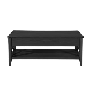 Decatur - Farmhouse Lift Top Coffee Table With Storage - Black / Ash