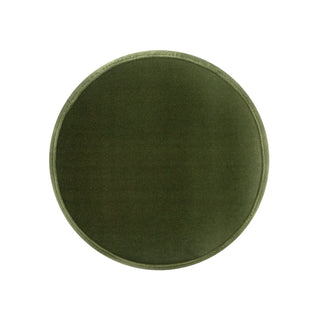 Edward - Round Upholstered Ottoman With Bullion Fringe - Olive Green