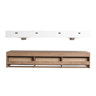 Contemporary Wall Mounted Bathroom Vanity With Dual Resin Sink And Soft Close Drawer