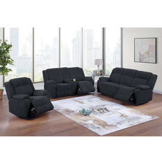 Motion Loveseat Recliner With Console Soft Seat Upholstered For Living Room - Black
