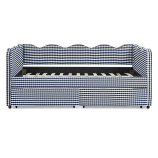 Gingham Daybed With USB Charging Port, Wave-Shaped Design