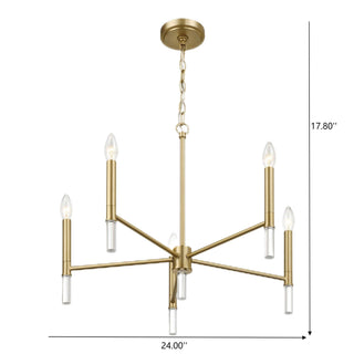 Courtyard - 5 Light Candle Chandelier - Clear / Gold